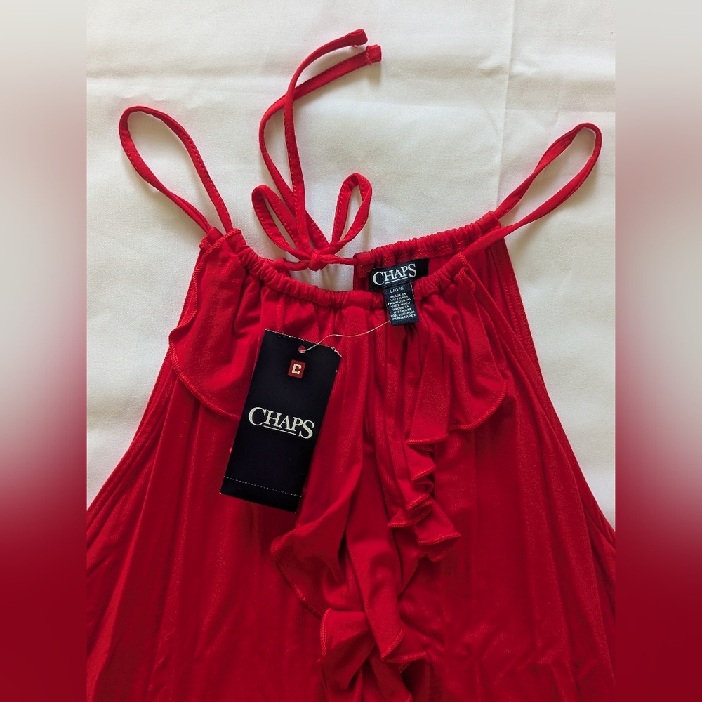 NWT Chaps RED Ruffle Halter Top - Picture 8 of 8